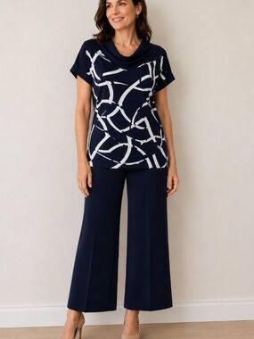 ✨ NWT Joseph Ribkoff Midnight Blue Wide Leg Pants | Size 14 | Style 251017CO ✨
